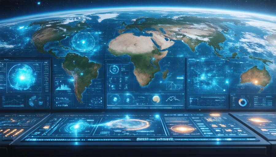 Weather monitoring station and satellite equipment used for climate data collection