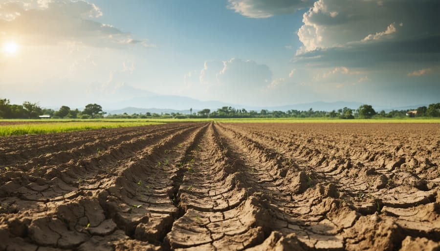 Severely cracked and dried agricultural soil illustrating drought risk